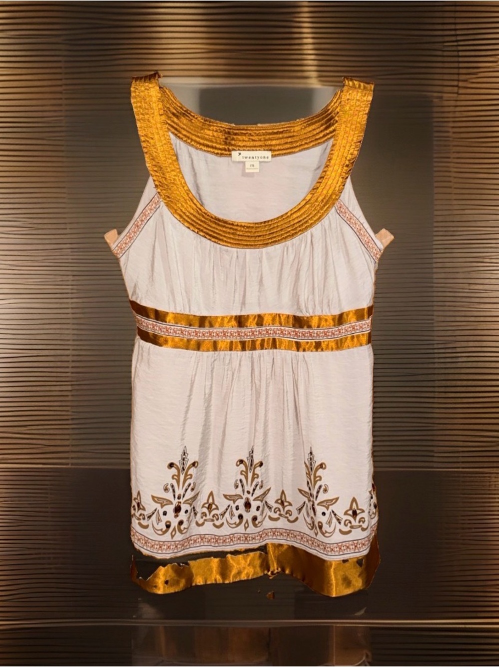 Twentyone White Halter Tunic w/Gold Accent Trim & Embellishments-M-EC